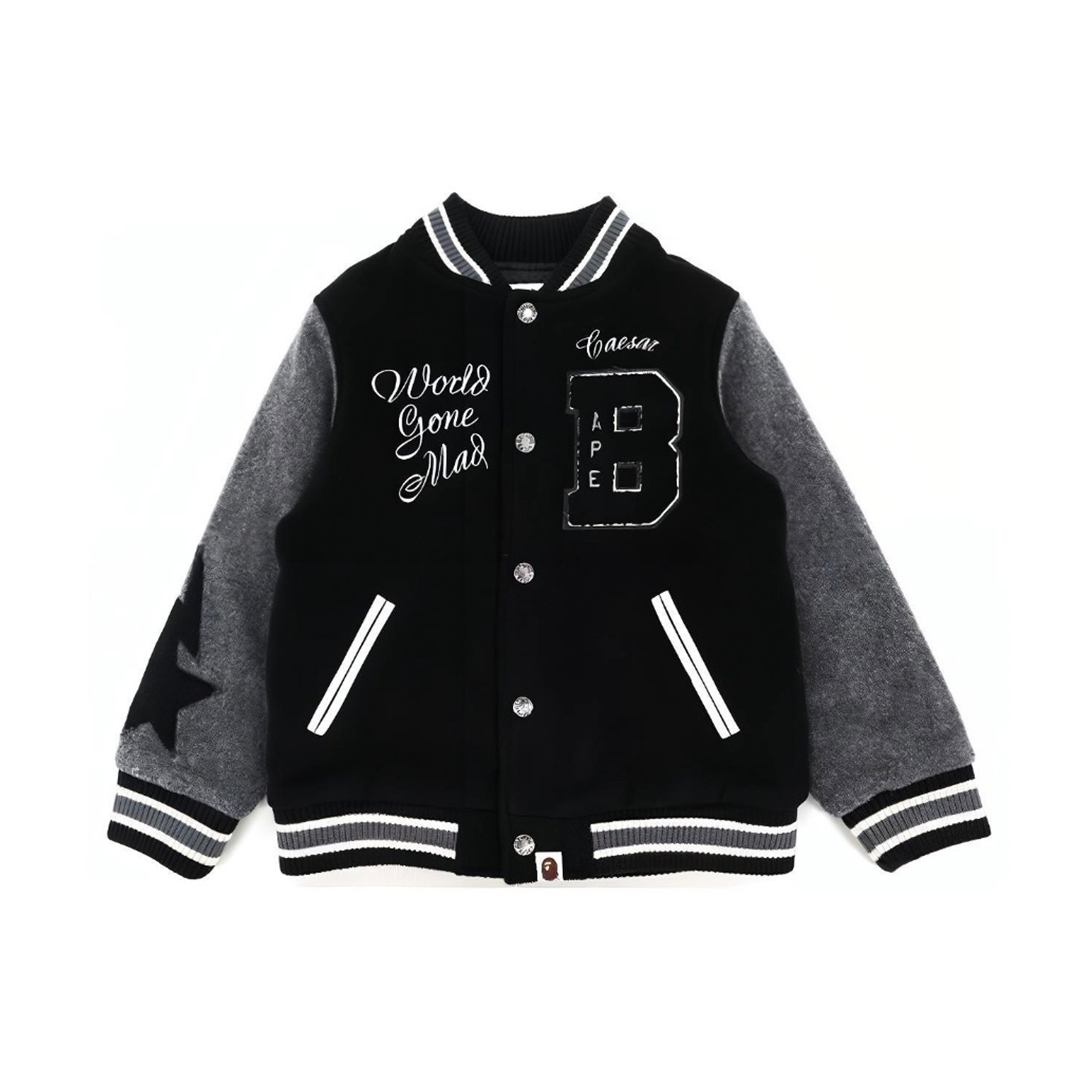 Coco Shoes BAPE Crew Varsity Jscket Black - Cocoshoesvip.net