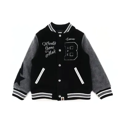Bape Crew Varsity Jacket Black 01