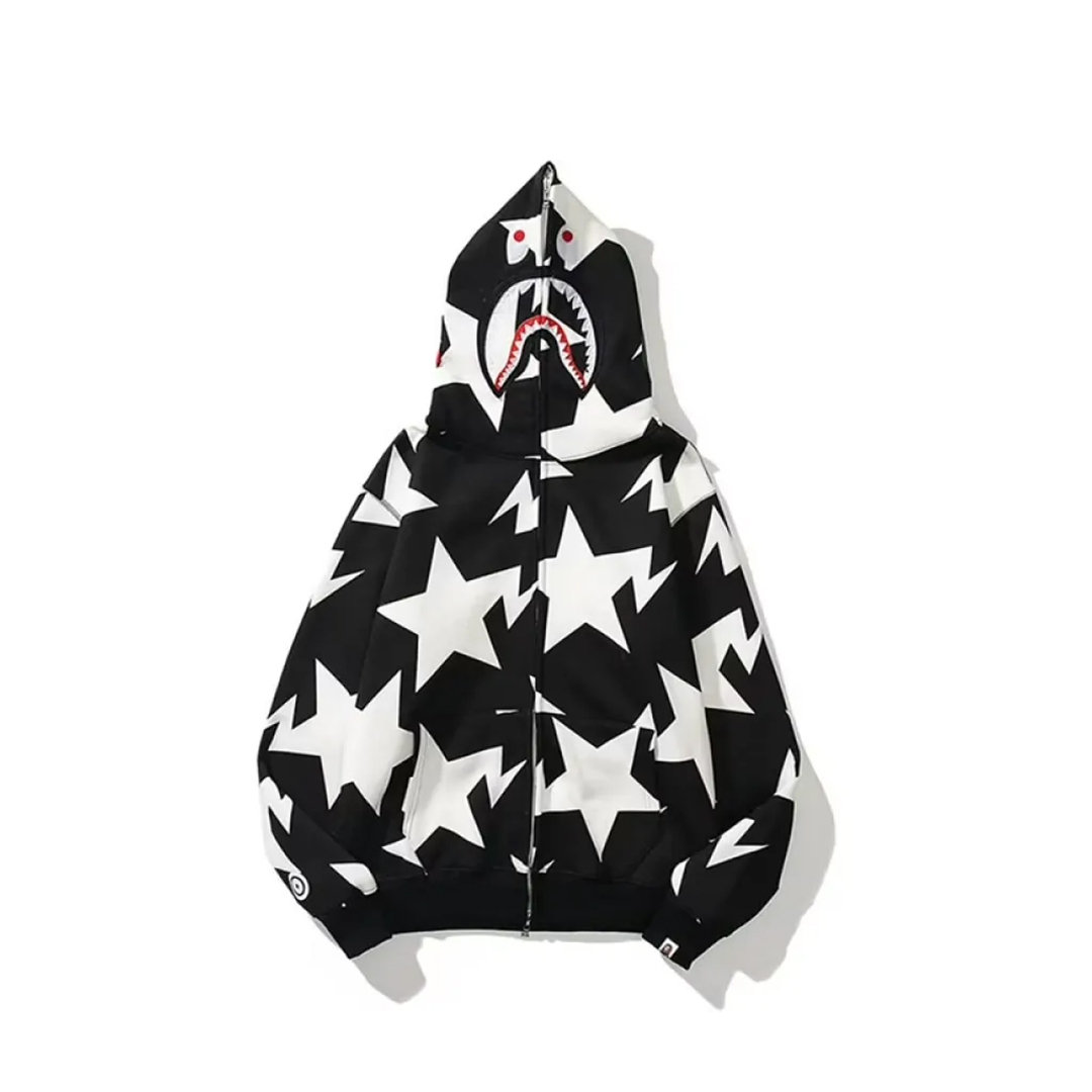 Coco Shoes BAPE Hoodie Full Zip Shark Camo Head Jacket Black & Pink - Cocoshoesvip.net