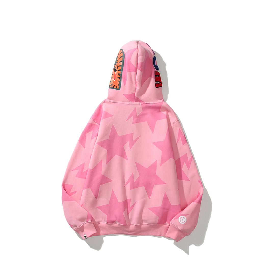 Coco Shoes BAPE Hoodie Full Zip Shark Camo Head Jacket Black & Pink - Cocoshoesvip.net