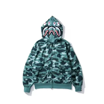 Bape Double Hoody Shark Hoodie Laker Blue 01