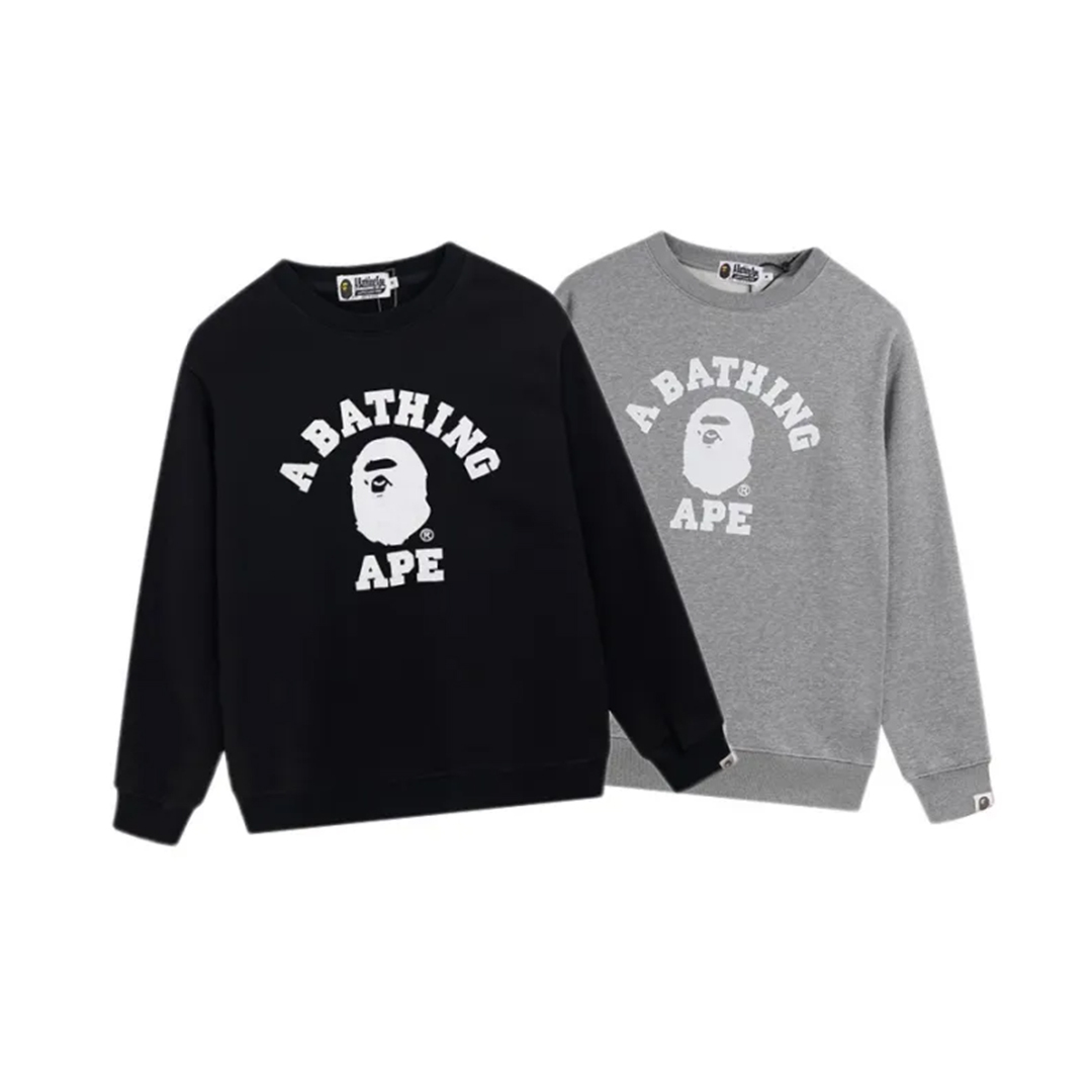 Coco Shoes BAPE Printed Letter Crew-neck Hoodie Black & Grey - Cocoshoesvip.net
