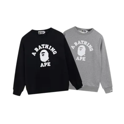 Bape Printed Letter Crewneck Black & Grey 01