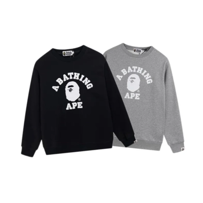 Bape Printed Letter Crewneck Black & Grey 01