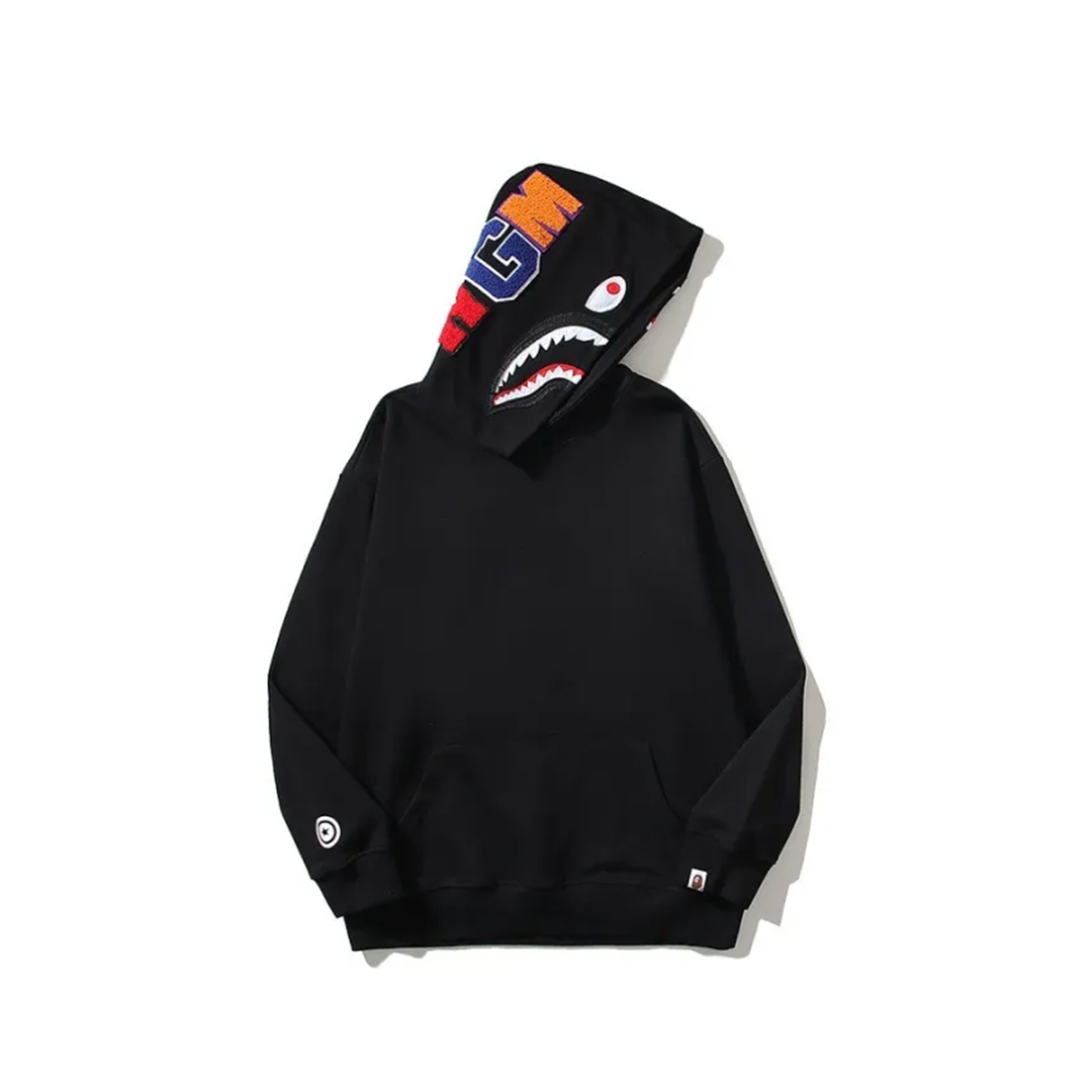 Coco Shoes BAPE Solid Color Shark Hoodie Black - Cocoshoesvip.net