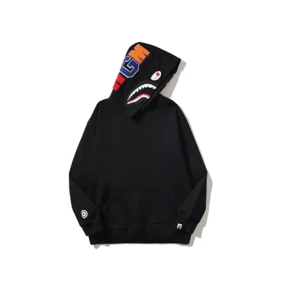 Bape Solid Color Shark Hoodie Black 01