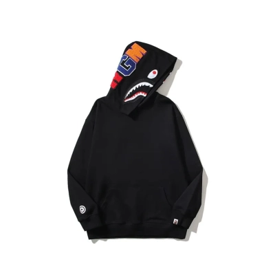 Bape Solid Color Shark Hoodie Black 01