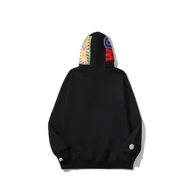 Bape Solid Color Shark Hoodie Black 02
