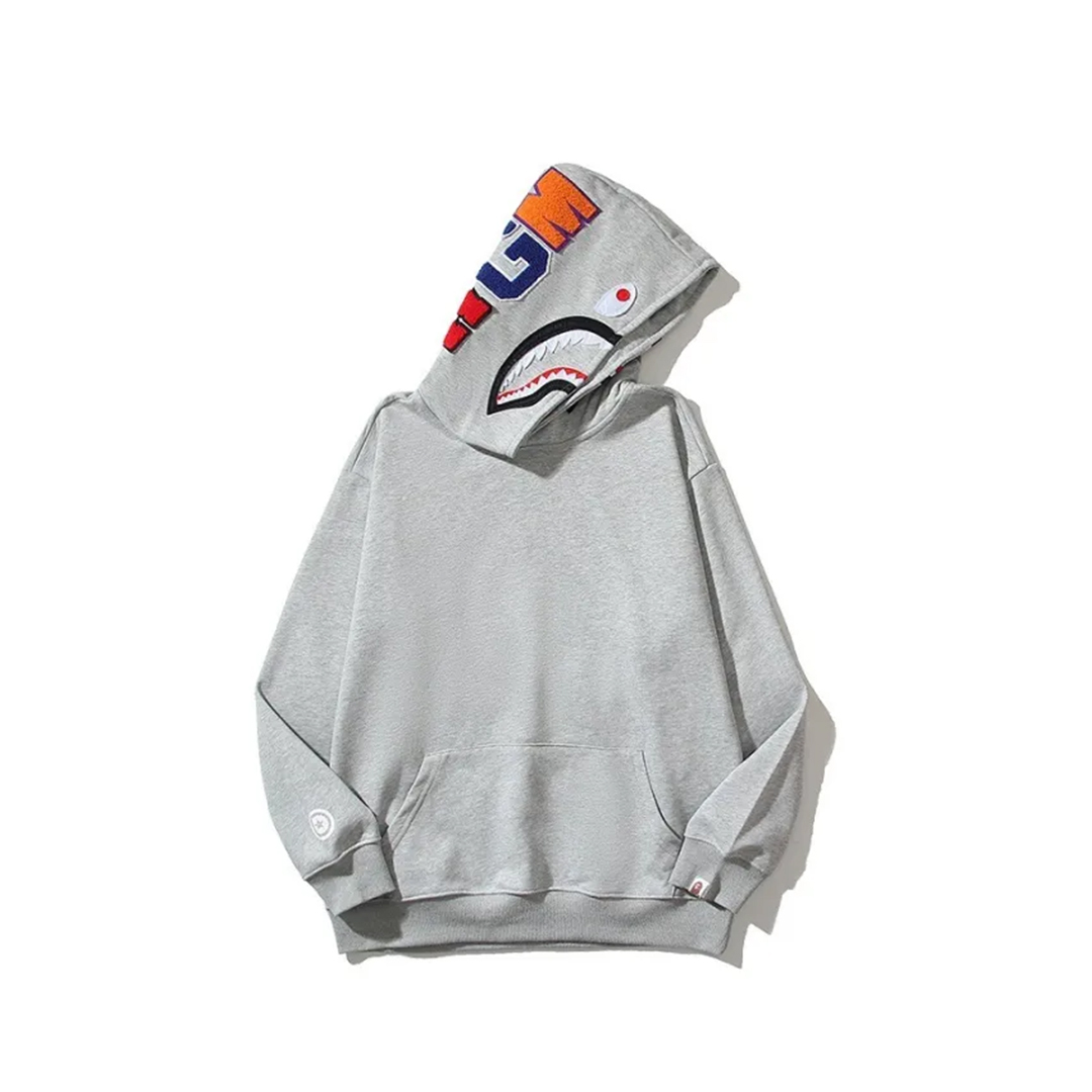 Coco Shoes BAPE Solid Color Shark Hoodie Grey - Cocoshoesvip.net