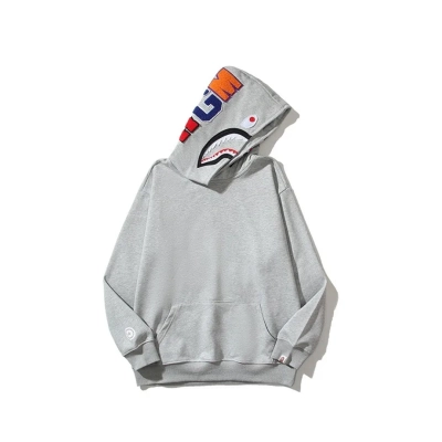 Bape Solid Color Shark Hoodie Grey 01