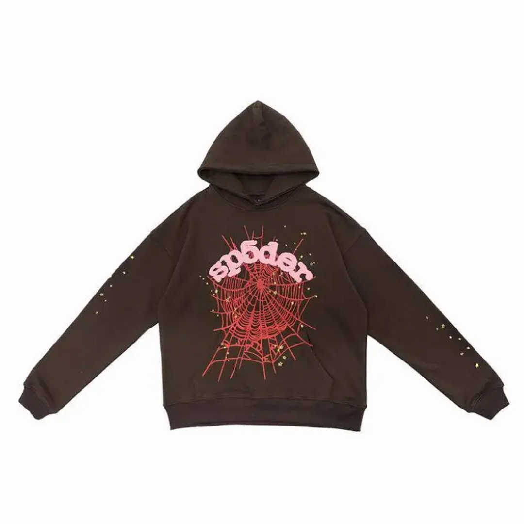 Coco Shoes Sp5der Spider Web Print Gothic Hoodie Brown - Cocoshoesvip.net