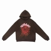 Sp5der Spider Web Print Gothic Hoodie Brown（Colorful Dot Sleeves）