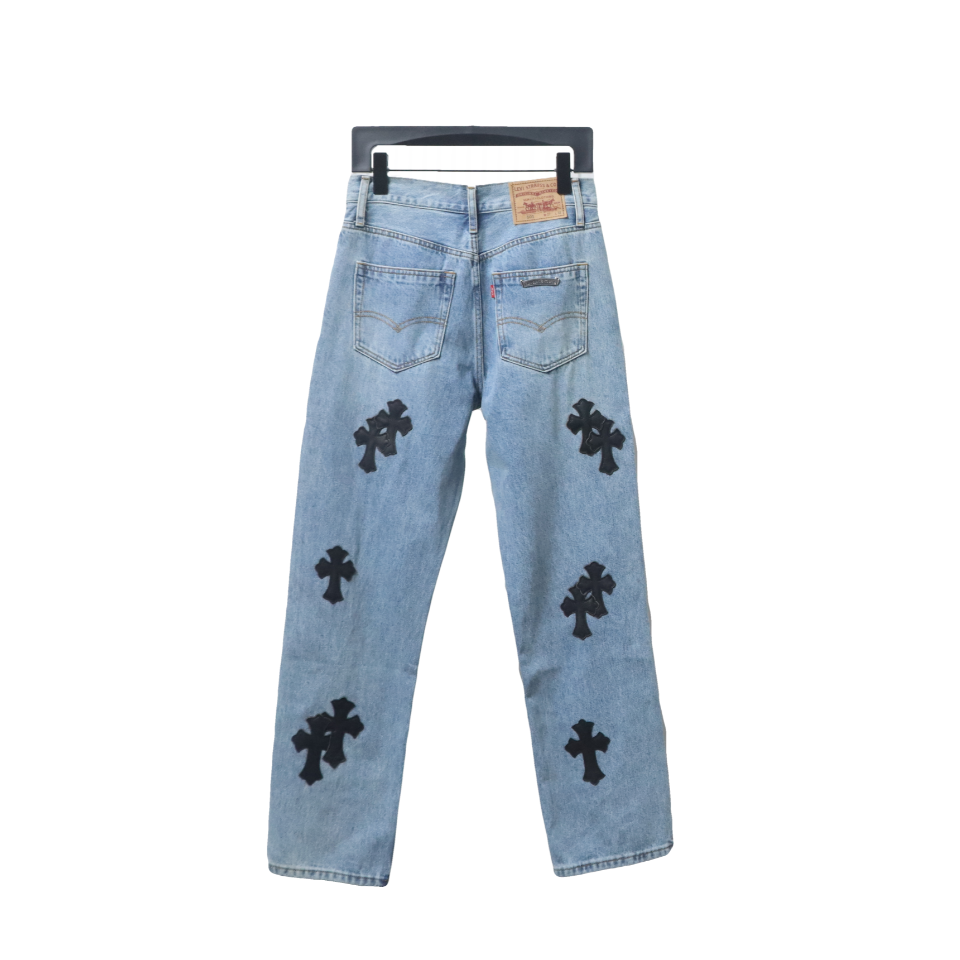 Coco Shoes Chrome Hearts Levi's Cross Patch Jeans Blue - Cocoshoesvip.net