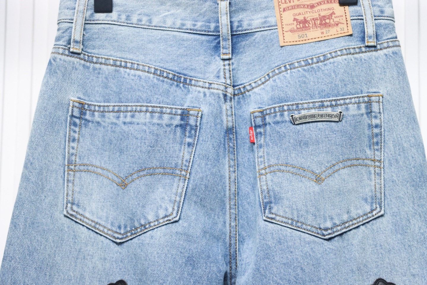 Coco Shoes Chrome Hearts Levi's Cross Patch Jeans Blue - Cocoshoesvip.net