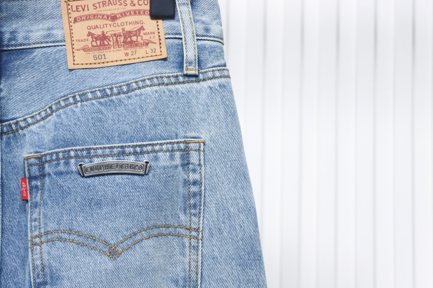 Coco Shoes Chrome Hearts Levi's Cross Patch Jeans Blue - Cocoshoesvip.net