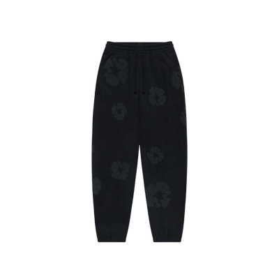 Denim Tears Cotton Wreath Sweatpants Black Monochrome 01