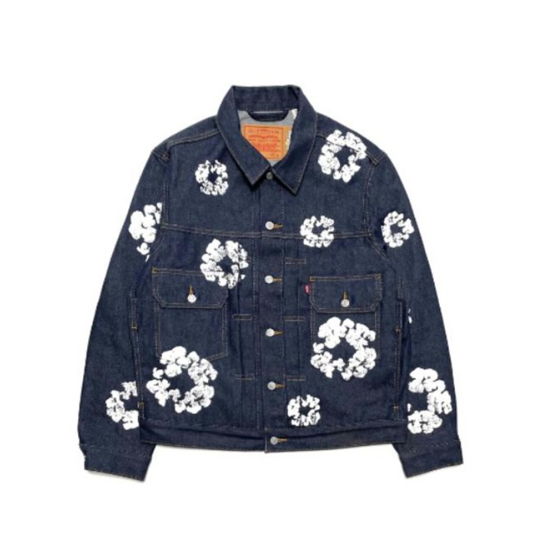 Coco Shoes Denim Tears Type-2 All Over Wreath Jacket Navy Blue - Cocoshoesvip.net