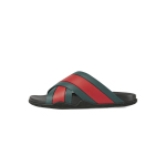 Coco Shoes Gucci Web Slide Black Rubber Green and Red 630326 J8700 8460 - Cocoshoesvip.net