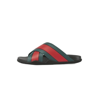Gucci Web Slide Black Rubber Green and Red 630326 J8700 8460 01