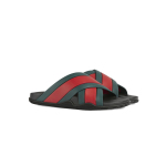 Coco Shoes Gucci Web Slide Black Rubber Green and Red 630326 J8700 8460 - Cocoshoesvip.net
