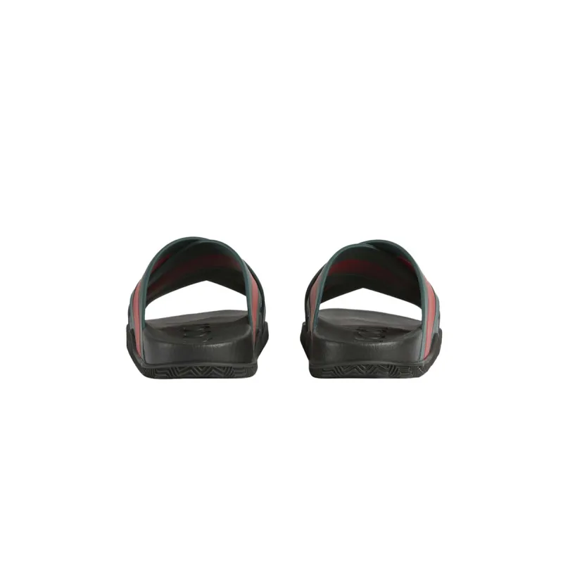 Coco Shoes Gucci Web Slide Black Rubber Green and Red 630326 J8700 8460 - Cocoshoesvip.net