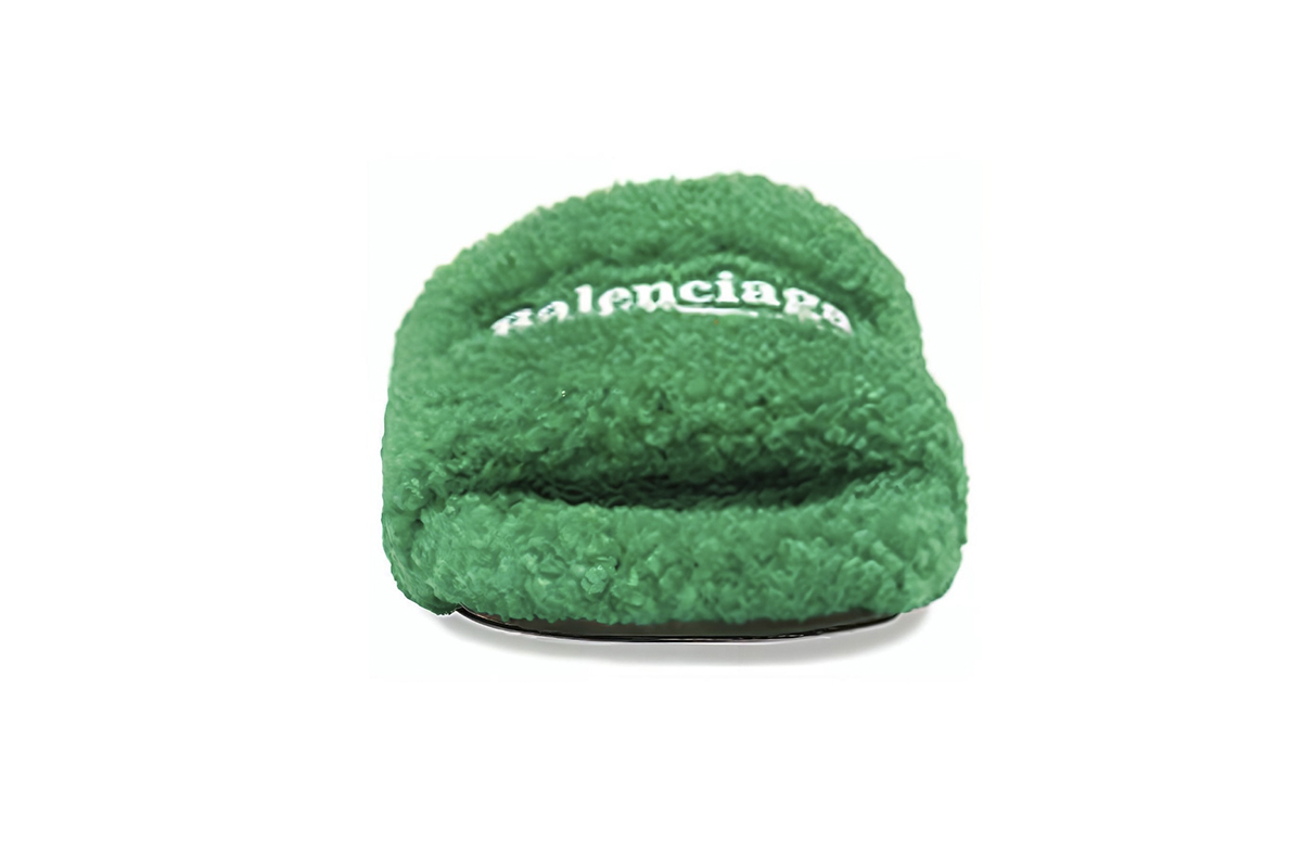 Coco Shoes Balenciaga Furry Slide Green 654261W2DO13060 - Cocoshoesvip.net