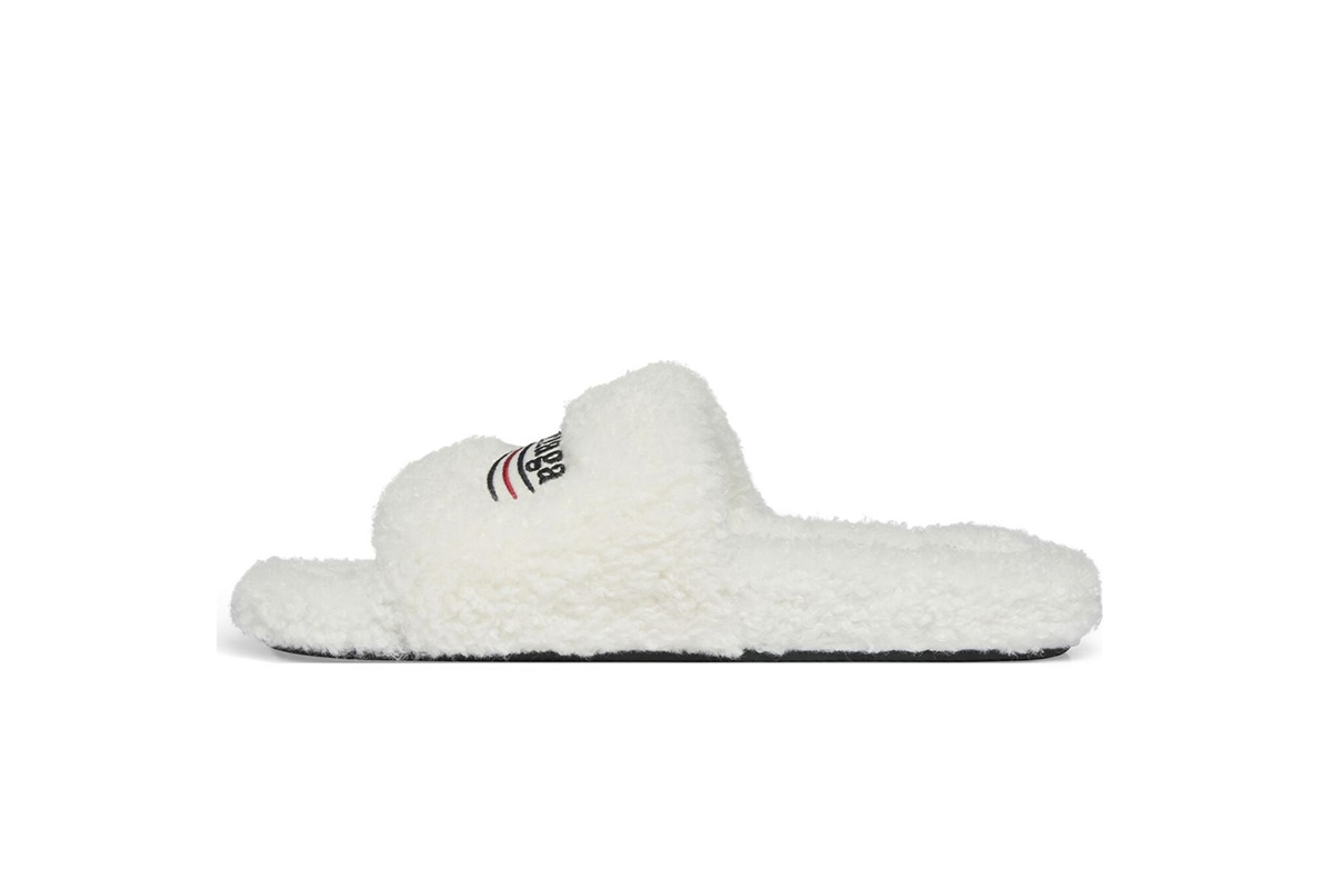 Coco Shoes Balenciaga Furry Slide White 654261W2DO19906 - Cocoshoesvip.net