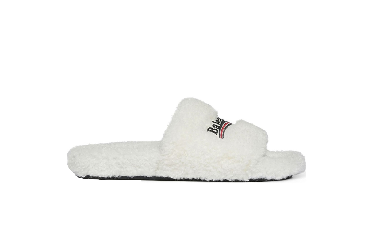 Coco Shoes Balenciaga Furry Slide White 654261W2DO19906 - Cocoshoesvip.net