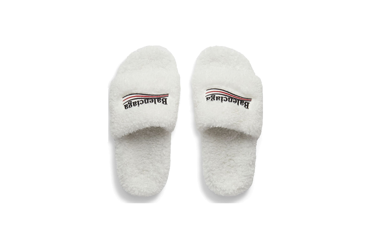 Coco Shoes Balenciaga Furry Slide White 654261W2DO19906 - Cocoshoesvip.net