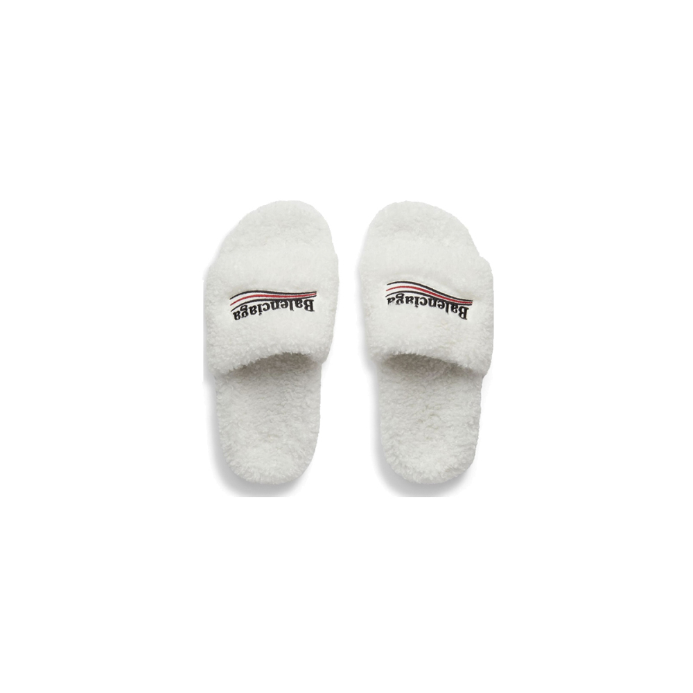 Coco Shoes Balenciaga Furry Slide White 654261W2DO19906 - Cocoshoesvip.net