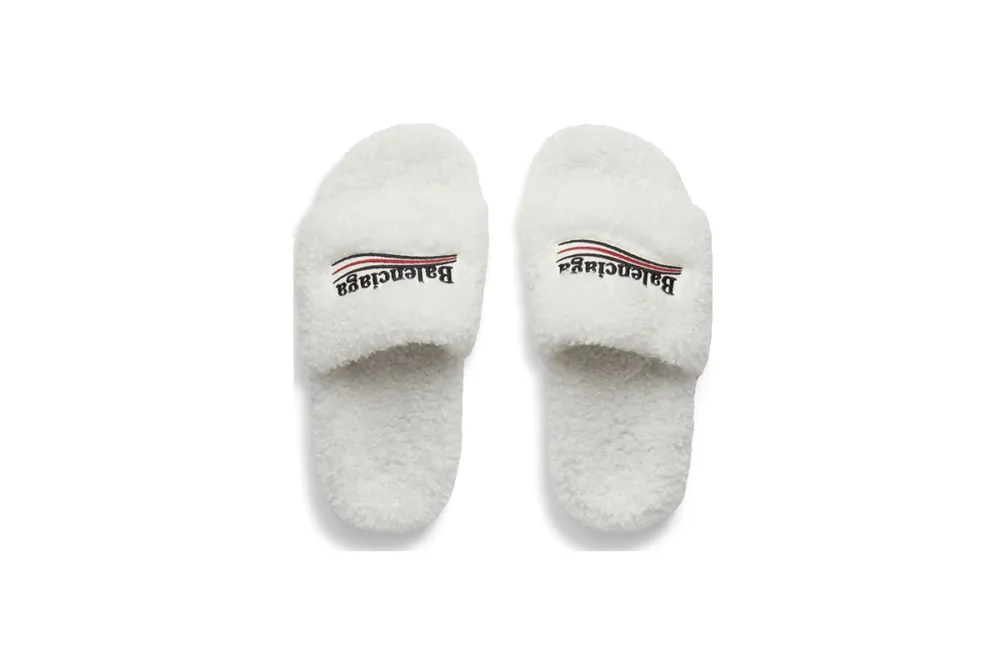 Coco Shoes Balenciaga Furry Slide White 654261W2DO19906 - Cocoshoesvip.net