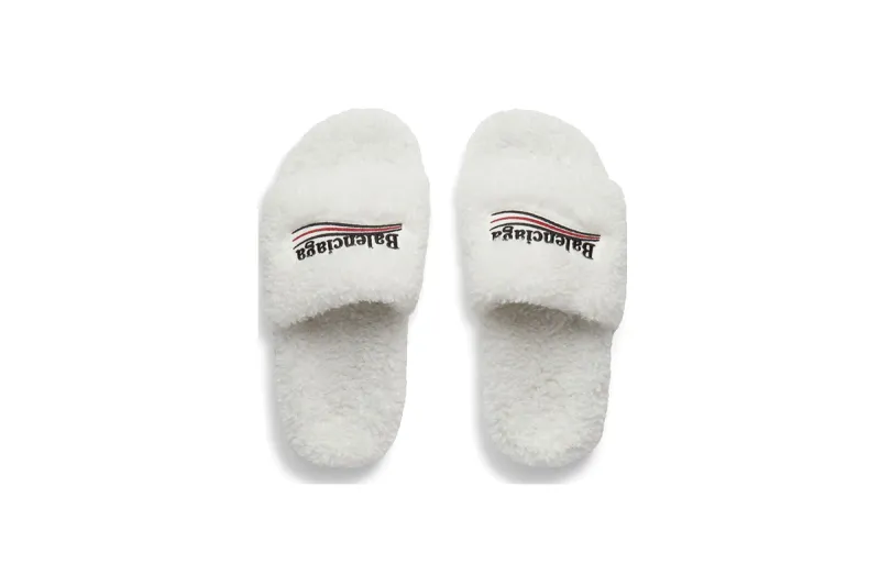 Coco Shoes Balenciaga Furry Slide White 654261W2DO19906 - Cocoshoesvip.net