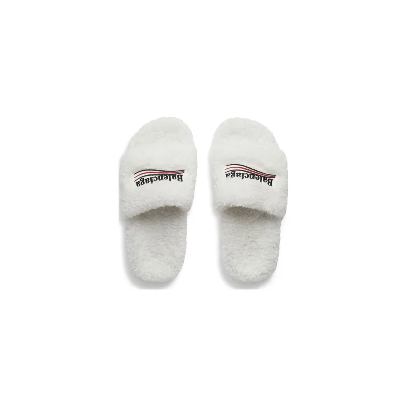 Coco Shoes Balenciaga Furry Slide White 654261W2DO19906 - Cocoshoesvip.net