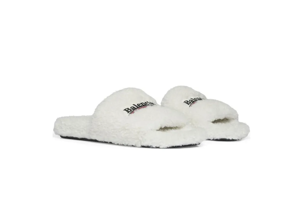 Coco Shoes Balenciaga Furry Slide White 654261W2DO19906 - Cocoshoesvip.net