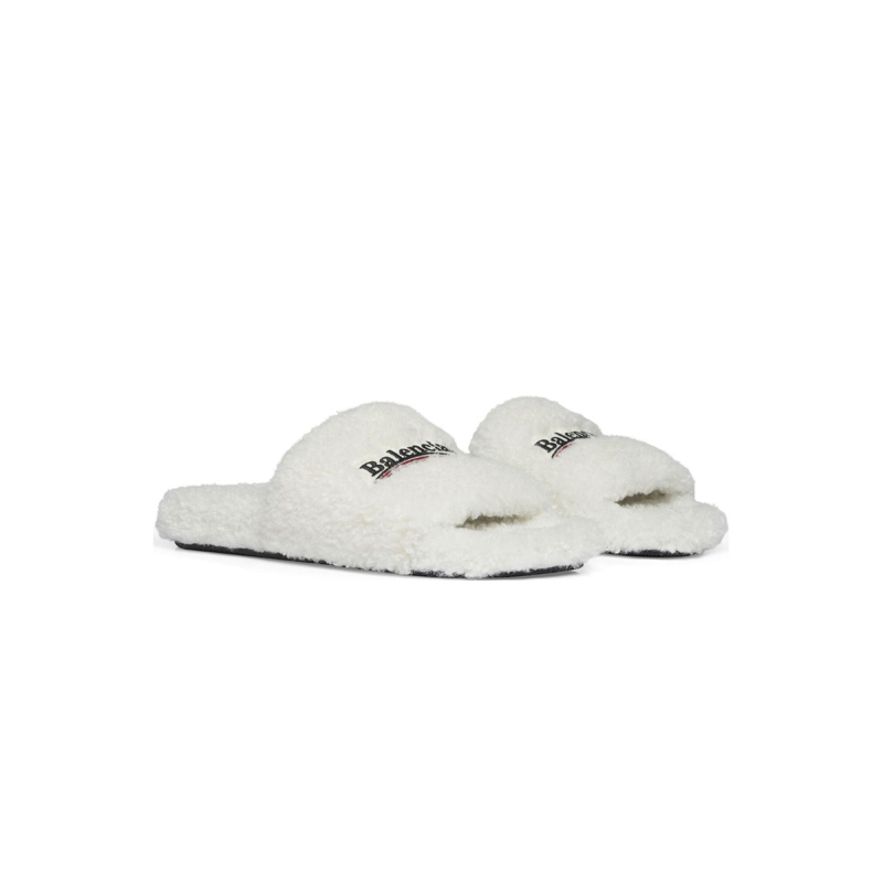 Coco Shoes Balenciaga Furry Slide White 654261W2DO19906 - Cocoshoesvip.net