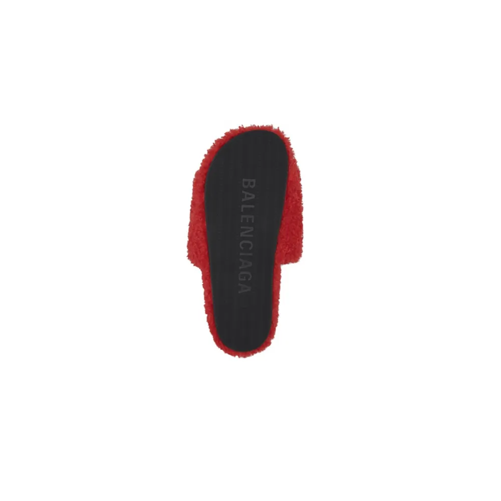 Coco Shoes Balenciaga Furry Slide Red White 654261W2DO16596 - Cocoshoesvip.net