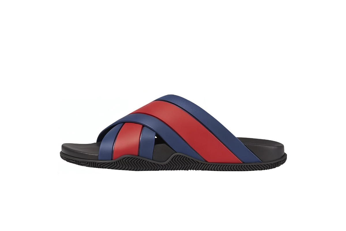 Coco Shoes Gucci Web Slide Black Rubber Blue and Red 630326 J8700 8497 - Cocoshoesvip.net