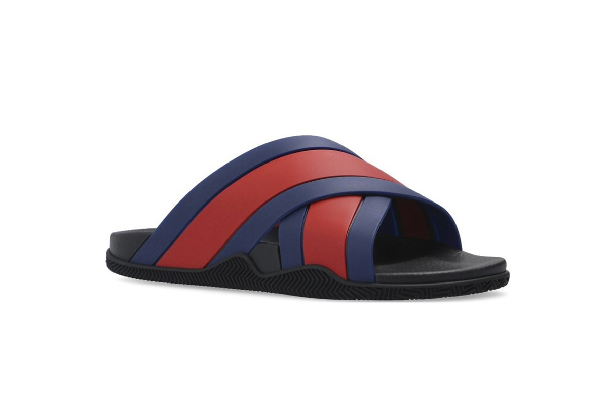 Coco Shoes Gucci Web Slide Black Rubber Blue and Red 630326 J8700 8497 - Cocoshoesvip.net