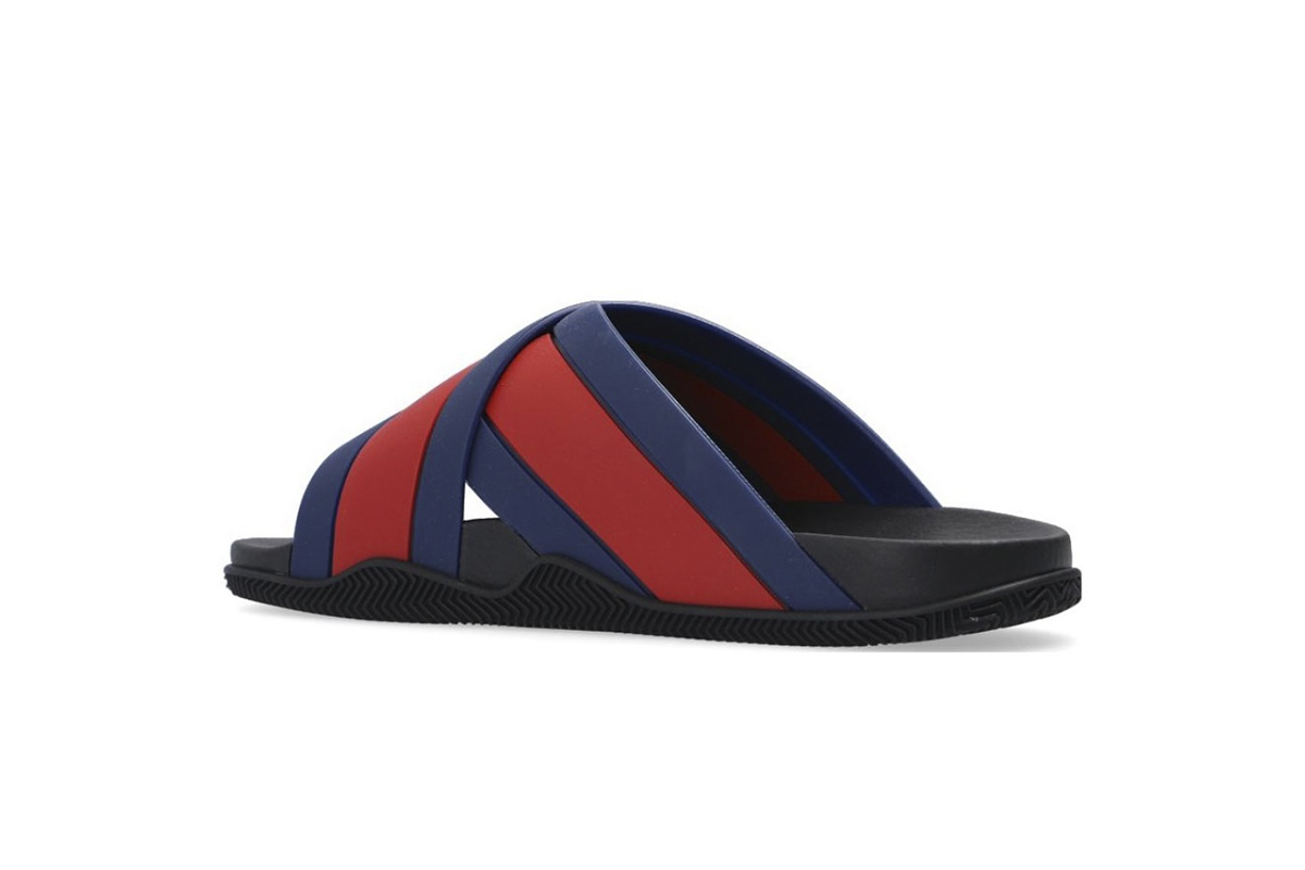 Coco Shoes Gucci Web Slide Black Rubber Blue and Red 630326 J8700 8497 - Cocoshoesvip.net