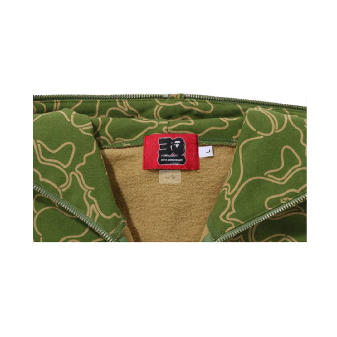 Coco Shoes BAPE 30th Anniversary Line Camo Shark Full Zip Hoodie Green - Cocoshoesvip.net