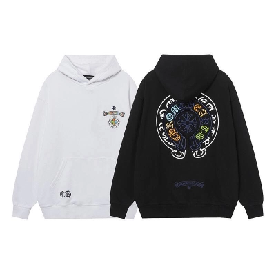 Coco Shoes Chrome Hearts Cross Sanskrit Colorful Letters Embroidery Print Hoodie Black & White 01