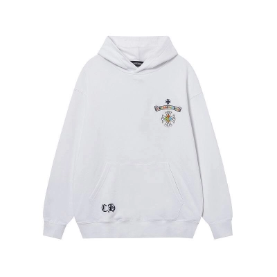 Coco Shoes Chrome Hearts Cross Sanskrit Colorful Letters Embroidery Print Hoodie Black & White 02