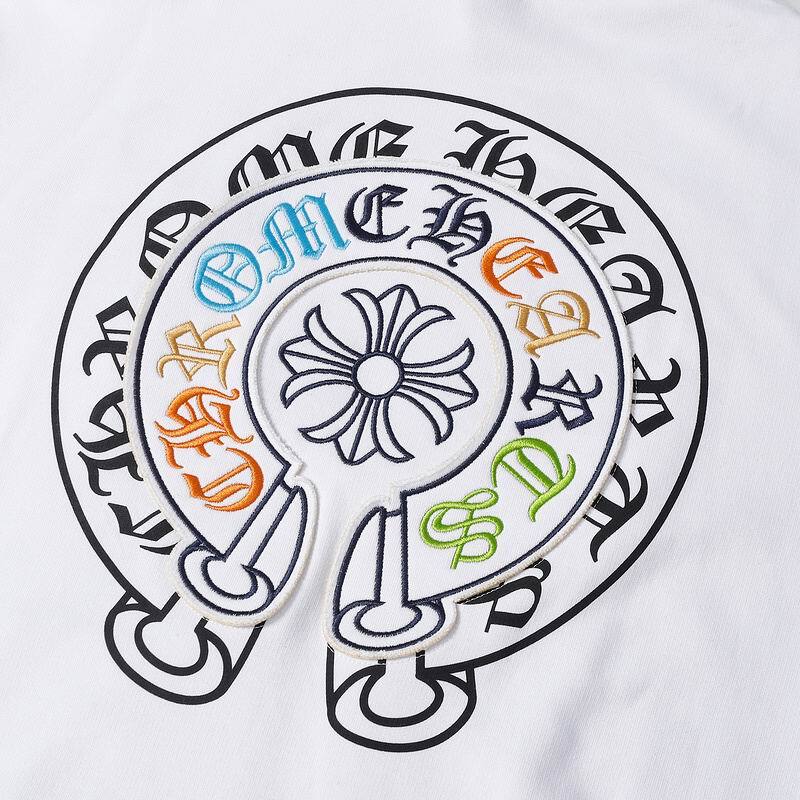 Coco Shoes Chrome Hearts Cross Sanskrit Colorful Letters Embroidery Print Hoodie Black & White - Cocoshoesvip.net