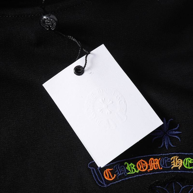 Coco Shoes Chrome Hearts Cross Sanskrit Colorful Letters Embroidery Print Hoodie Black & White - Cocoshoesvip.net