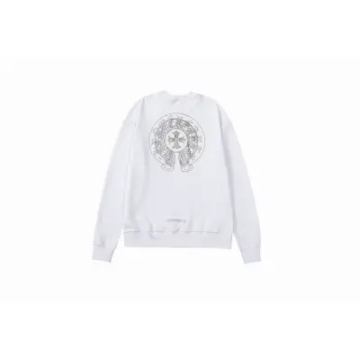 Chrome Hearts Double Cross Logo CH Crew Neck Sweatshirt Black & White 02