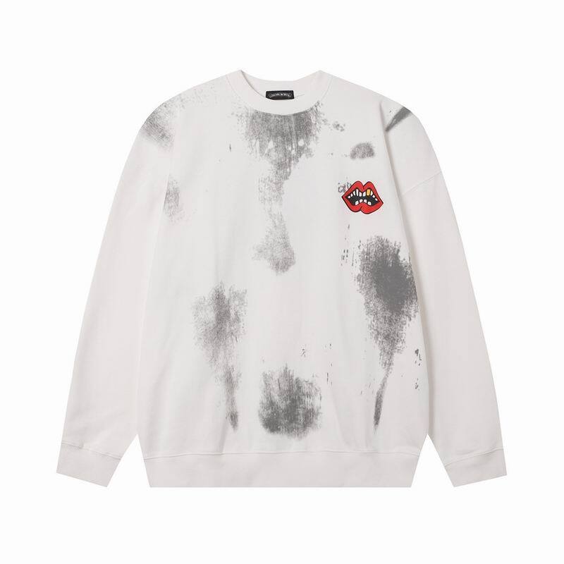 Coco Shoes Chrome Hearts Lips Triple D Print Long Sleeve Crewneck Sweatshirt White - Cocoshoesvip.net