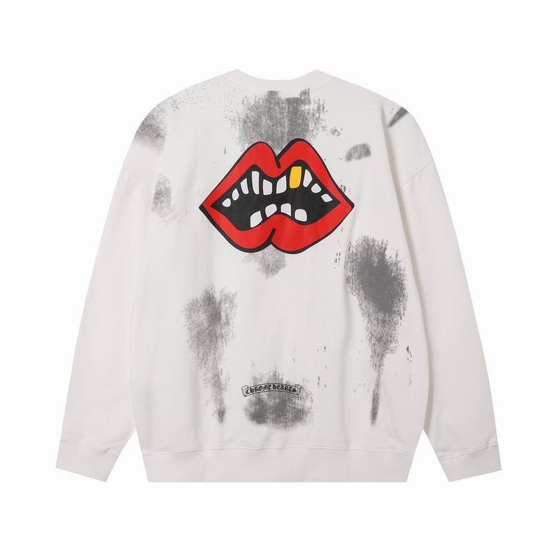 Coco Shoes Chrome Hearts Lips Triple D Print Long Sleeve Crewneck Sweatshirt White - Cocoshoesvip.net