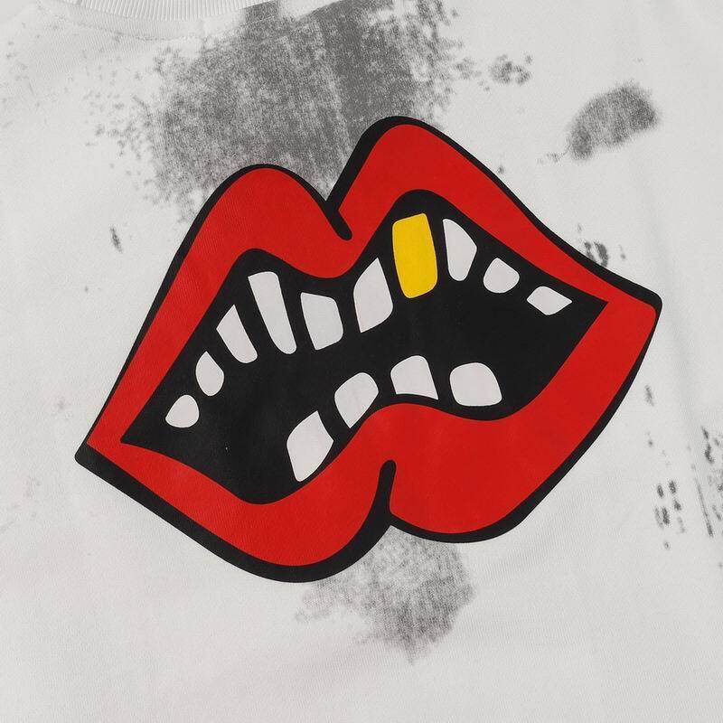 Coco Shoes Chrome Hearts Lips Triple D Print Long Sleeve Crewneck Sweatshirt White - Cocoshoesvip.net