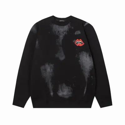 Chrome Hearts Lips Triple D Print Long Sleeve Crewneck Sweatshirt Black 01