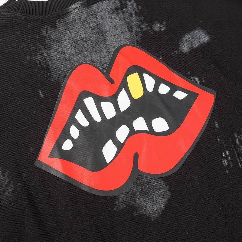 Coco Shoes Chrome Hearts Lips Triple D Print Long Sleeve Crewneck Sweatshirt Black - Cocoshoesvip.net